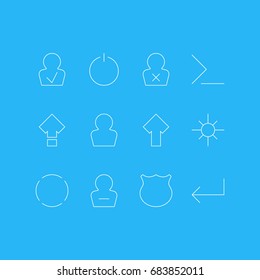 Vector Illustration Of 12 UI Icons. Editable Pack Of Switch Off, Remove User, Accsess And Other Elements.