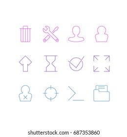 Vector Illustration Of 12 UI Icons. Editable Pack Of Startup, Maintenance, Yes And Other Elements.