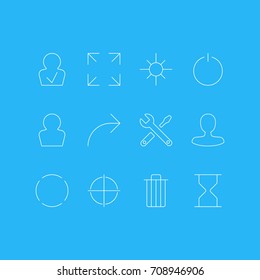 Vector Illustration Of 12 UI Icons. Editable Pack Of Repeat, Maintenance, Positive And Other Elements.