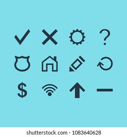 Vector illustration of 12 user icons. Editable set of remove, guide, cancel and other icon elements.