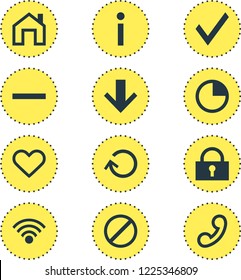 Vector illustration of 12 user icons. Editable set of refresh, blocked, homepage and other icon elements.