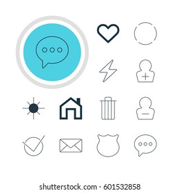 Vector Illustration Of 12 User Icons. Editable Pack Of Guard, Mainpage, Emotion And Other Elements.