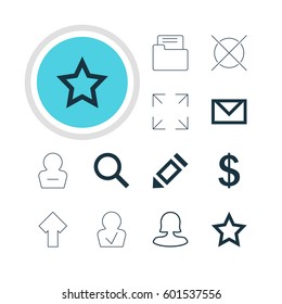 Vector Illustration Of 12 User Icons. Editable Pack Of Remove User, Upward, Cancel And Other Elements.