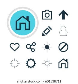 Vector Illustration Of 12 User Icons. Editable Pack Of Access Denied, Full Brightness, Pen And Other Elements.