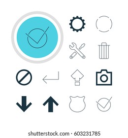 Vector Illustration Of 12 User Icons. Editable Pack Of Accsess, Maintenance, Cogwheel And Other Elements.