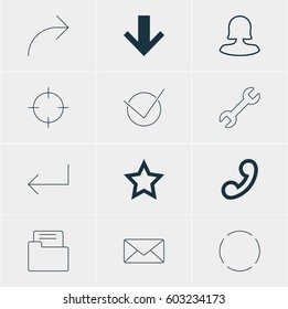Vector Illustration Of 12 User Icons. Editable Pack Of Asterisk, Handset, Repeat Elements.