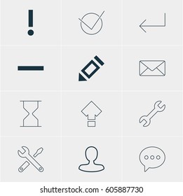 Vector Illustration Of 12 User Icons. Editable Pack Of Hourglass, Yes, Accsess And Other Elements.