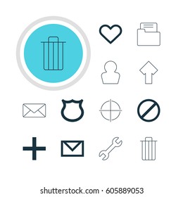 Vector Illustration Of 12 User Icons. Editable Pack Of Plus, Access Denied, Wrench And Other Elements.