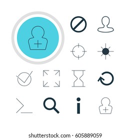 Vector Illustration Of 12 User Icons. Editable Pack Of Startup, Man Member, Screen Capture And Other Elements.