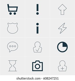 Vector Illustration Of 12 User Icons. Editable Pack Of Guard, Snapshot, Approved Profile And Other Elements.