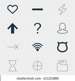 Vector Illustration Of 12 User Icons. Editable Pack Of Positive, Emotion, Bolt And Other Elements.