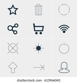 Vector Illustration Of 12 User Icons. Editable Pack Of Full Brightness, Switch Off, Asterisk And Other Elements.