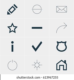 Vector Illustration Of 12 User Icons. Editable Pack Of Envelope, Confirm, Mainpage And Other Elements.