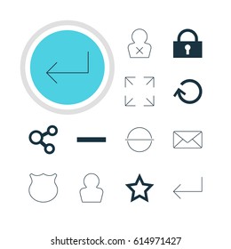Vector Illustration Of 12 User Icons. Editable Pack Of Envelope, Avatar, Minus And Other Elements.
