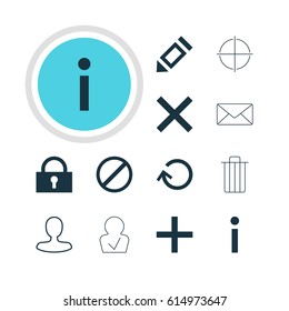 Vector Illustration Of 12 User Icons. Editable Pack Of Access Denied, Positive, Padlock And Other Elements.