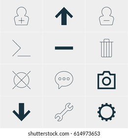 Vector Illustration Of 12 User Icons. Editable Pack Of Top, Register Account, Remove User And Other Elements.