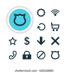 Vector Illustration Of 12 User Icons. Editable Pack Of Asterisk, Downward, Money Making And Other Elements.