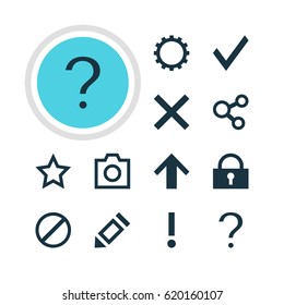 Vector Illustration Of 12 User Icons. Editable Pack Of Top, Alert, Padlock And Other Elements.