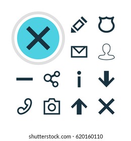 Vector Illustration Of 12 User Icons. Editable Pack Of Wrong, Pen, Downward And Other Elements.