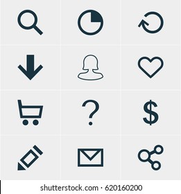 Vector Illustration Of 12 User Icons. Editable Pack Of Seek, Money Making, Wheelbarrow And Other Elements.