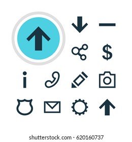 Vector Illustration Of 12 User Icons. Editable Pack Of Pen, Snapshot, Letter And Other Elements.