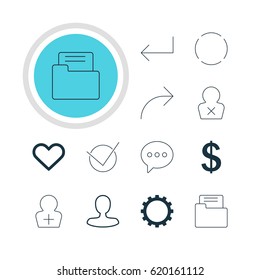 Vector Illustration Of 12 User Icons. Editable Pack Of Accsess, Register Account, Repeat And Other Elements.