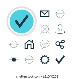 Vector Illustration Of 12 User Icons. Editable Pack Of Letter, Remove, Mainpage And Other Elements.