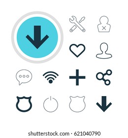 Vector Illustration Of 12 User Icons. Editable Pack Of Message, Banned Member, Maintenance And Other Elements.