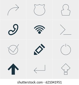 Vector Illustration Of 12 User Icons. Editable Pack Of Accsess, Pen, Cordless Connection And Other Elements.