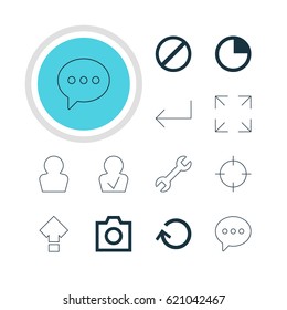Vector Illustration Of 12 User Icons. Editable Pack Of Wide Monitor, Accsess, Message And Other Elements.