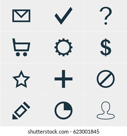 Vector Illustration Of 12 User Icons. Editable Pack Of Stopwatch, Help, Access Denied And Other Elements.