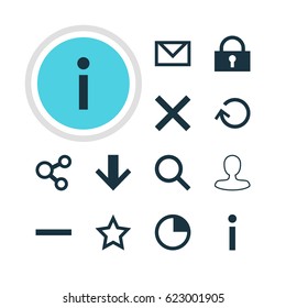 Vector Illustration Of 12 User Icons. Editable Pack Of Seek, Info, Asterisk And Other Elements.