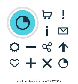 Vector Illustration Of 12 User Icons. Editable Pack Of Alert, Letter, Minus And Other Elements.