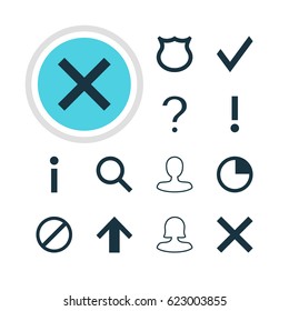 Vector Illustration Of 12 User Icons. Editable Pack Of Man Member, Check, Female User And Other Elements.