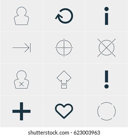 Vector Illustration Of 12 User Icons. Editable Pack Of Banned Member, Info, Alert And Other Elements.