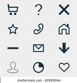 Vector Illustration Of 12 User Icons. Editable Pack Of Wheelbarrow, Wrong, Help And Other Elements.