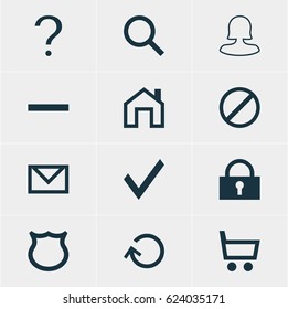 Vector Illustration Of 12 User Icons. Editable Pack Of Padlock, Access Denied, Renovate And Other Elements.