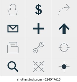 Vector Illustration Of 12 User Icons. Editable Pack Of Full Brightness, Top, Wrench And Other Elements.