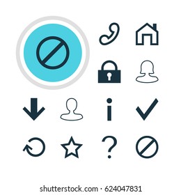 Vector Illustration Of 12 User Icons. Editable Pack Of Help, Check, Female User And Other Elements.