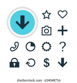 Vector Illustration Of 12 User Icons. Editable Pack Of Help, Emotion, Downward And Other Elements.