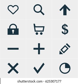 Vector Illustration Of 12 User Icons. Editable Pack Of Check, Top, Padlock And Other Elements.