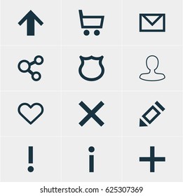 Vector Illustration Of 12 User Icons. Editable Pack Of Pen, Emotion, Conservation And Other Elements.
