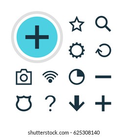 Vector Illustration Of 12 User Icons. Editable Pack Of Plus, Help, Asterisk And Other Elements.