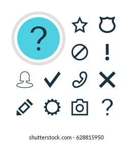 Vector Illustration Of 12 User Icons. Editable Pack Of Asterisk, Conservation, Help And Other Elements.
