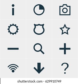 Vector Illustration Of 12 User Icons. Editable Pack Of Stopwatch, Cordless Connection, Conservation And Other Elements.