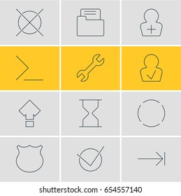Vector Illustration Of 12 User Icons. Editable Pack Of Repeat, Tabulation Button, Displacement And Other Elements.