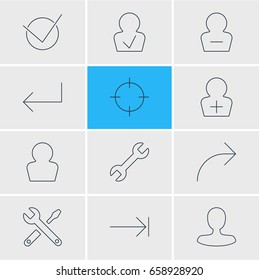 Vector Illustration Of 12 User Icons. Editable Pack Of Accsess, Register Account, Man Member And Other Elements.
