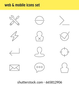 Vector Illustration Of 12 User Icons. Editable Pack Of Avatar, Screen Capture, Banned Member And Other Elements.