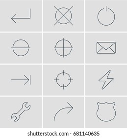 Vector Illustration Of 12 User Icons. Editable Pack Of Accsess, Tabulation Button, Bolt And Other Elements.