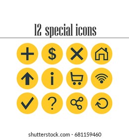 Vector Illustration Of 12 User Icons. Editable Pack Of Publish, Wrong, Mainpage And Other Elements.